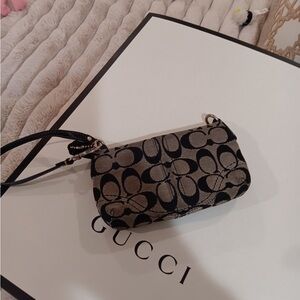 Coach Black and Tan Wristlet